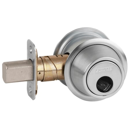 Schlage Grade 2 One Way Deadbolt, Adjustable 2-3/8-in and 2-3/4-in Backset, Satin Chrome Finish B561L 626